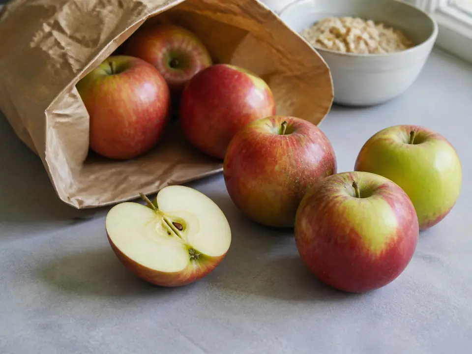 Firm apples selected for pie porridge and salad