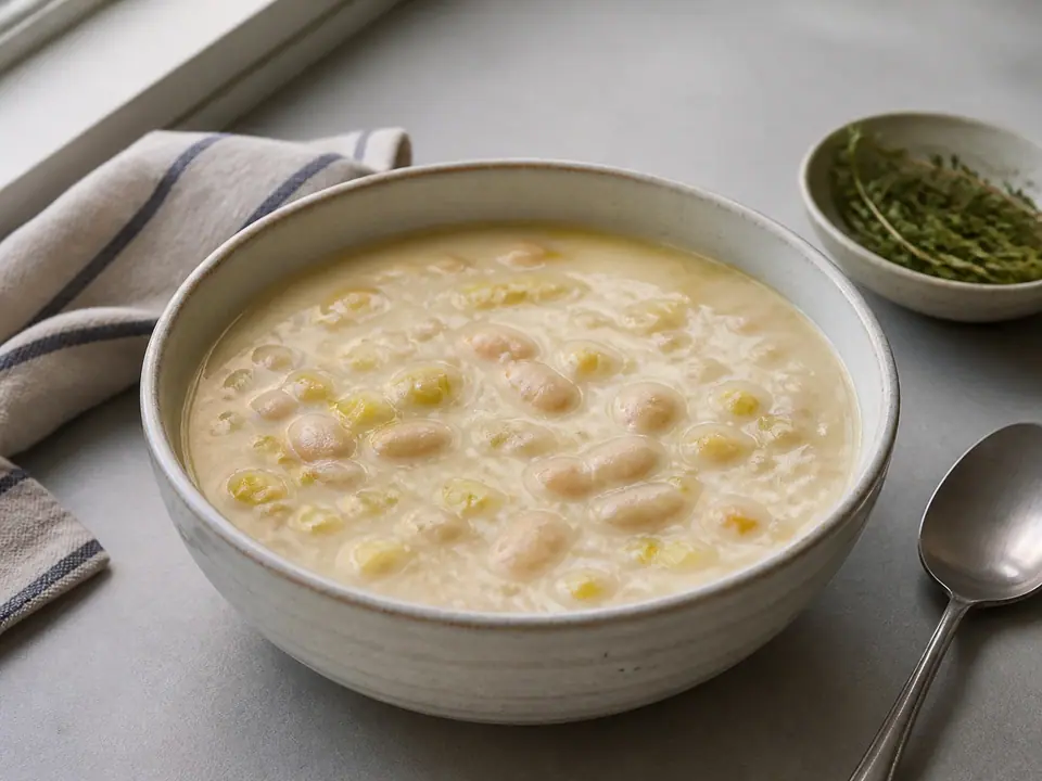 White bean leek soup with fresh lemon and parsley